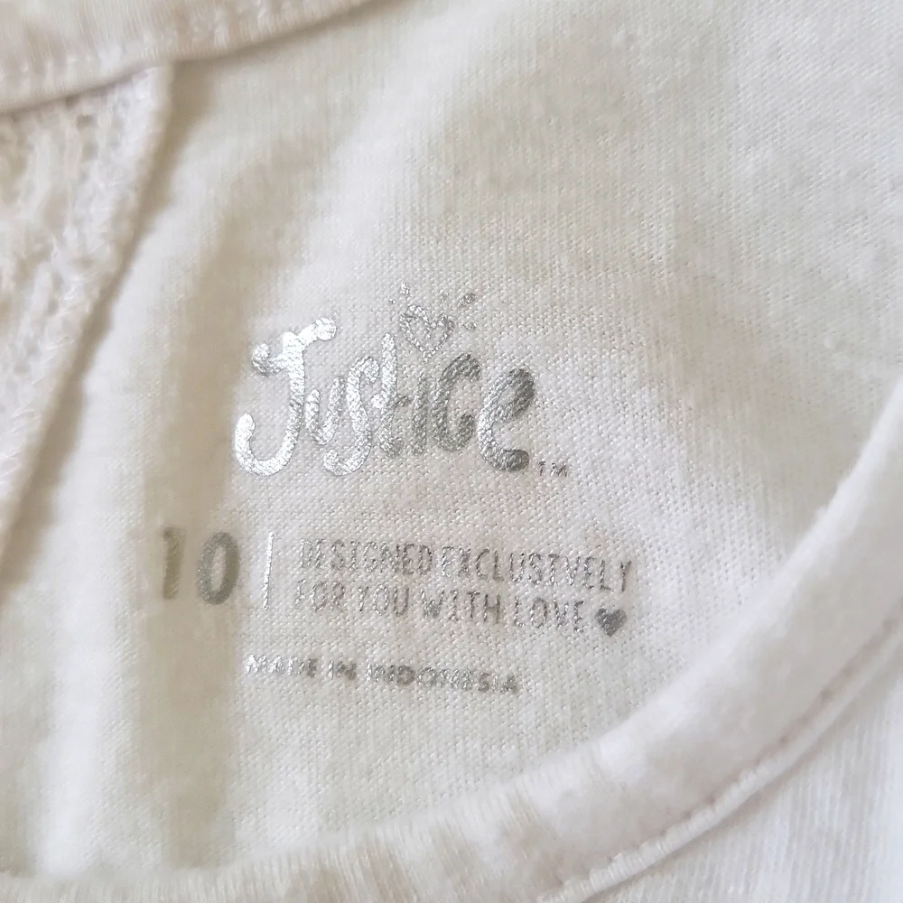 Justice Girls Long Sleeve Statue of Liberty Graphic Tee White Blue Size 10